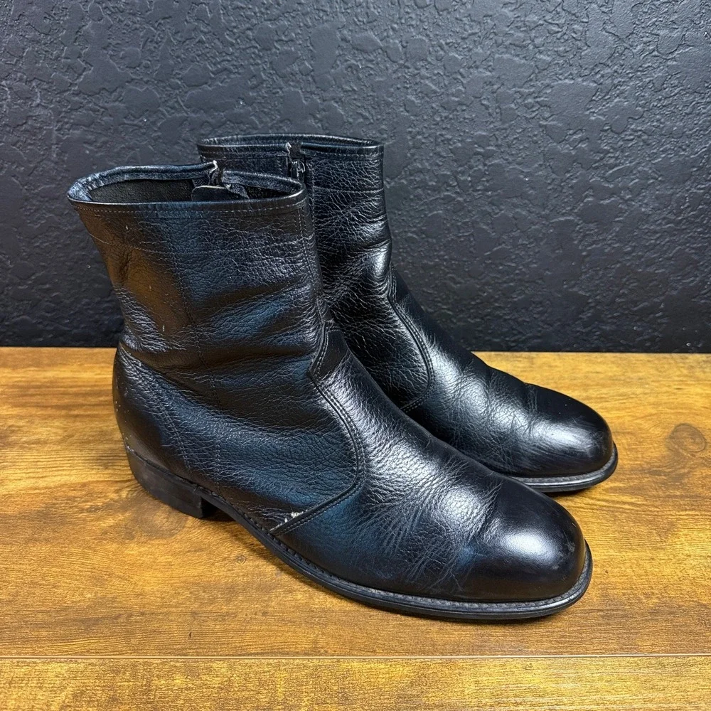 Goodyear 988 Black Leather Side Zip Ankle Boots Mens 10.5 D